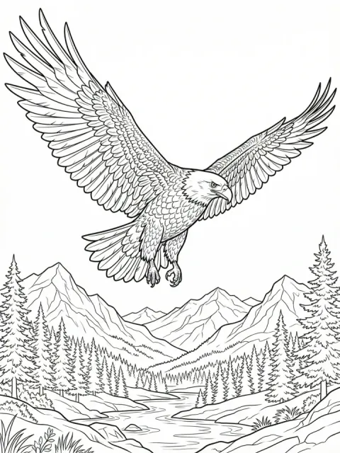 Golden Eagle in Flight free online coloring page