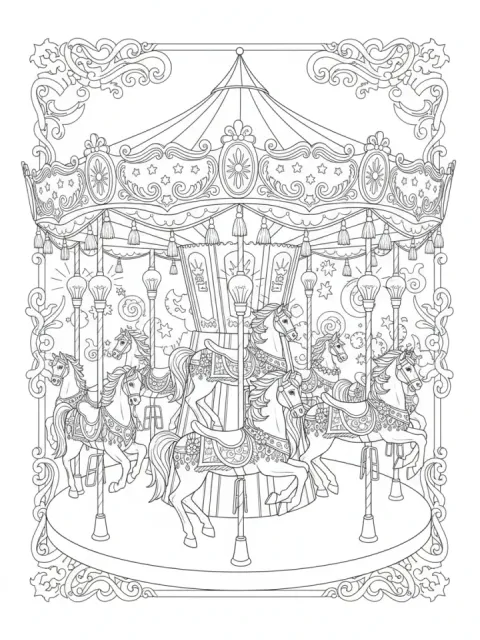 Magical Carousel free online coloring page