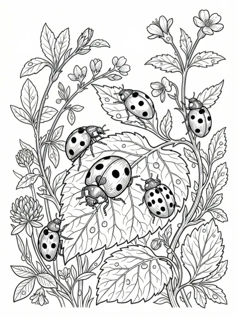 Ladybugs free online coloring page