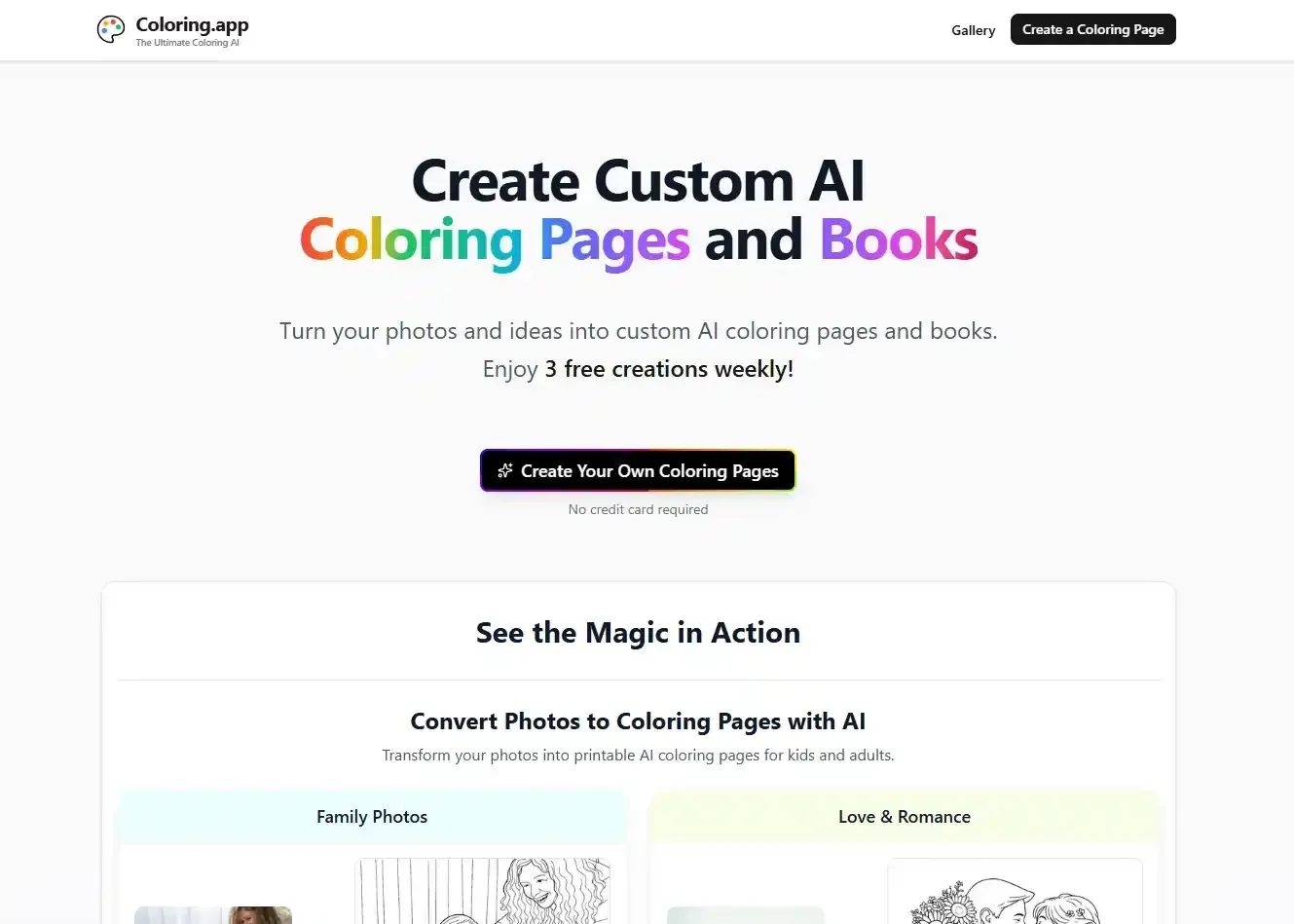 Coloring.app homepage — AI coloring ecosystem