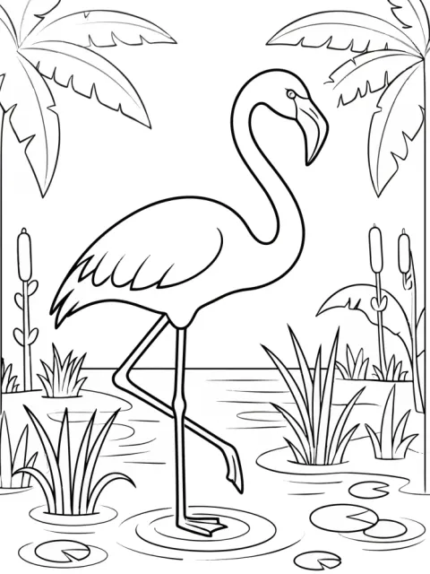 Pink Flamingo free online coloring page
