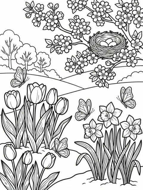 Spring Garden free online coloring page