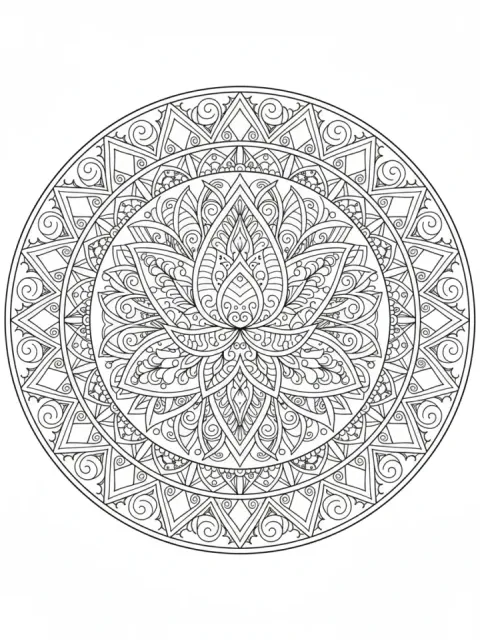 Lotus Flower Mandala free online coloring page