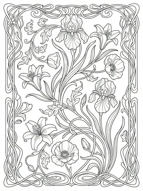 Art Nouveau Pattern free online coloring page