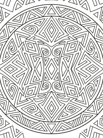 Coloriage d'un motif tribal aux formes géométriques