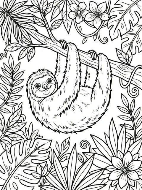 Cute Sloth free online coloring page