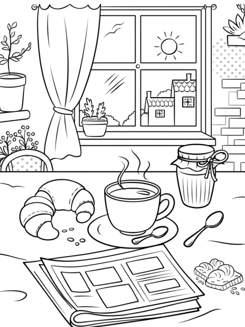 Cozy Breakfast free online coloring page