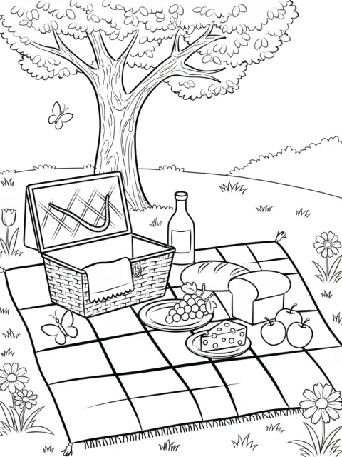 Countryside Picnic free online coloring page