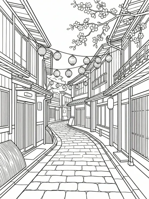 Japanese Alley free online coloring page