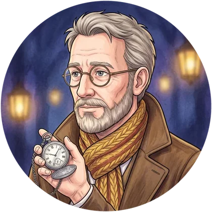 Élias Varenne, lunettes rondes, écharpe tricotée, montre à la main.