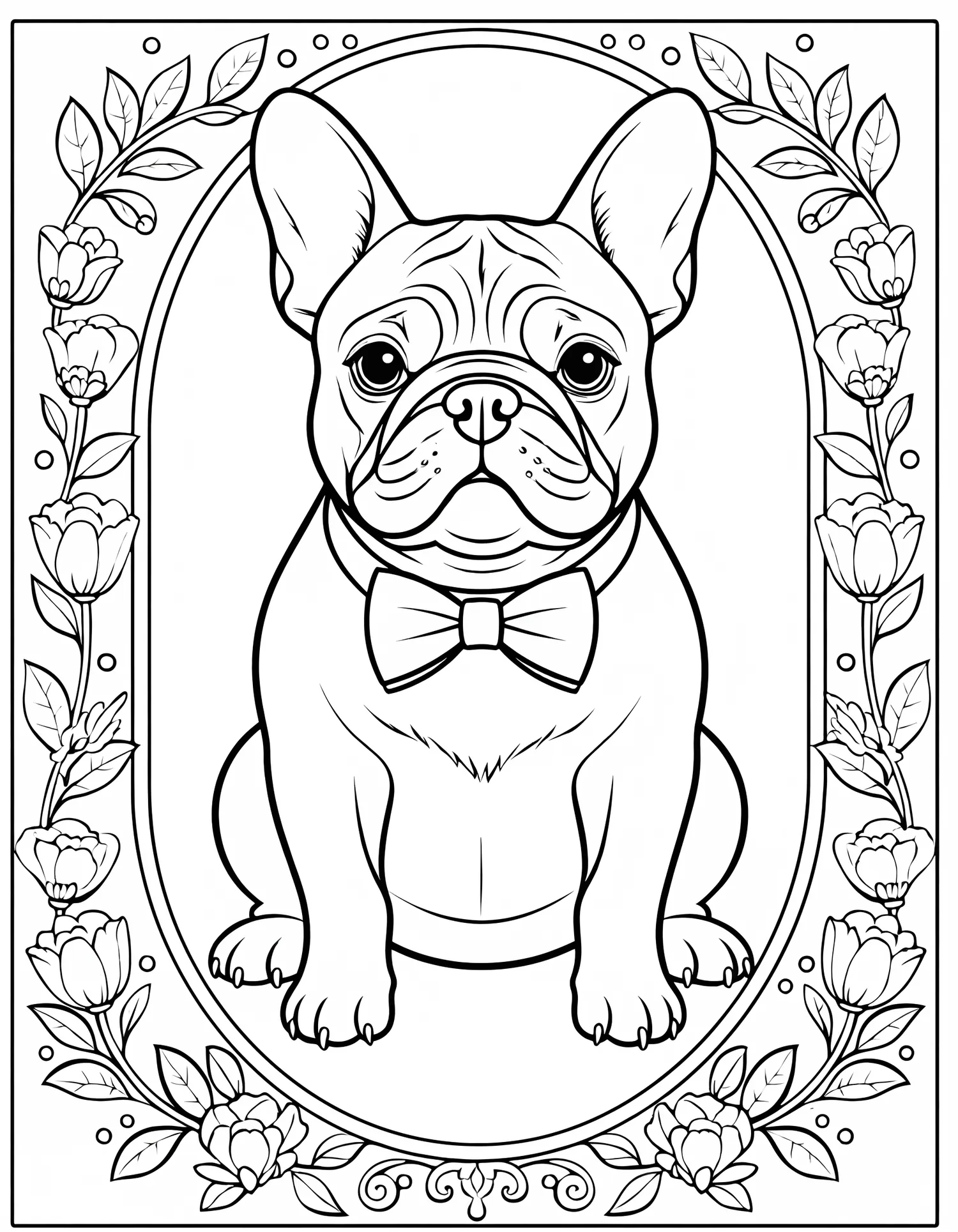Bouledogue Français Stylé - Coloriage animal à imprimer gratuitement