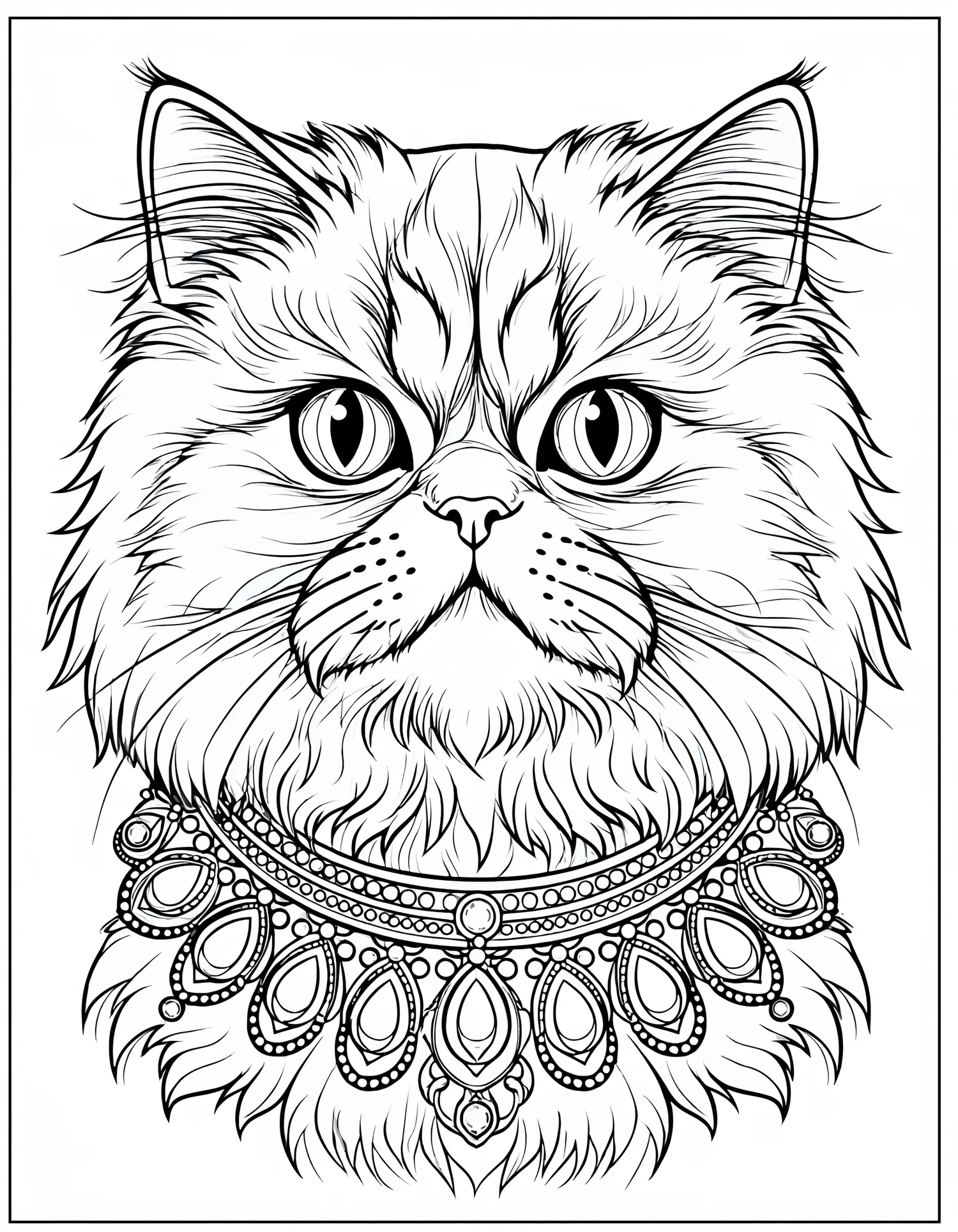 Chat Persan Élégant - Coloriage animal à imprimer gratuitement