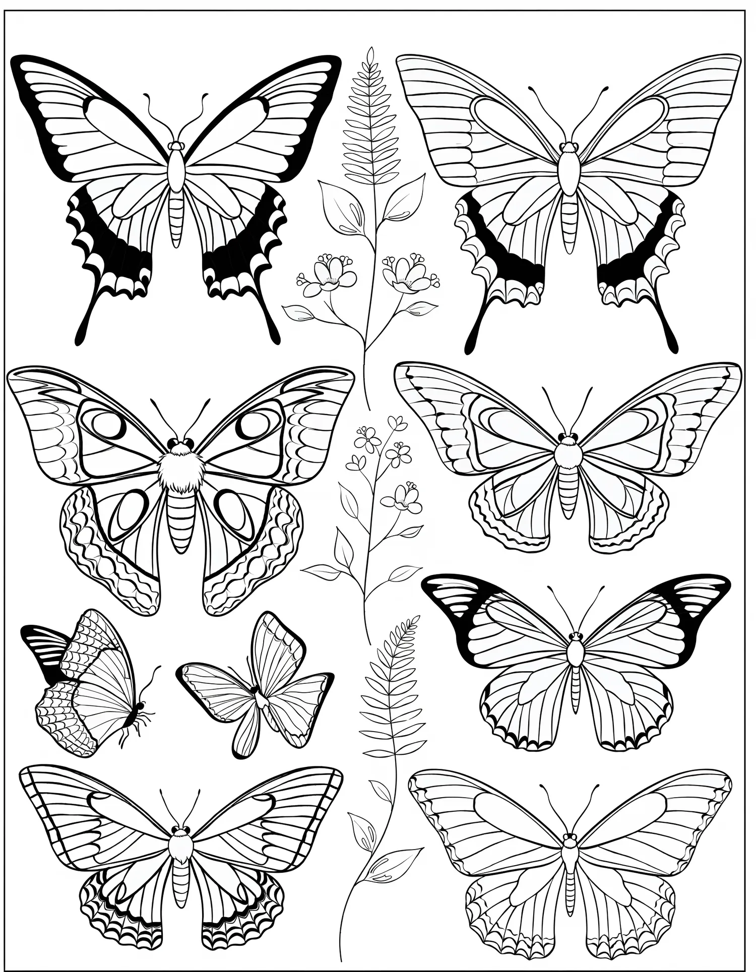 Collection de Papillons Exotiques - Coloriage animal à imprimer gratuitement