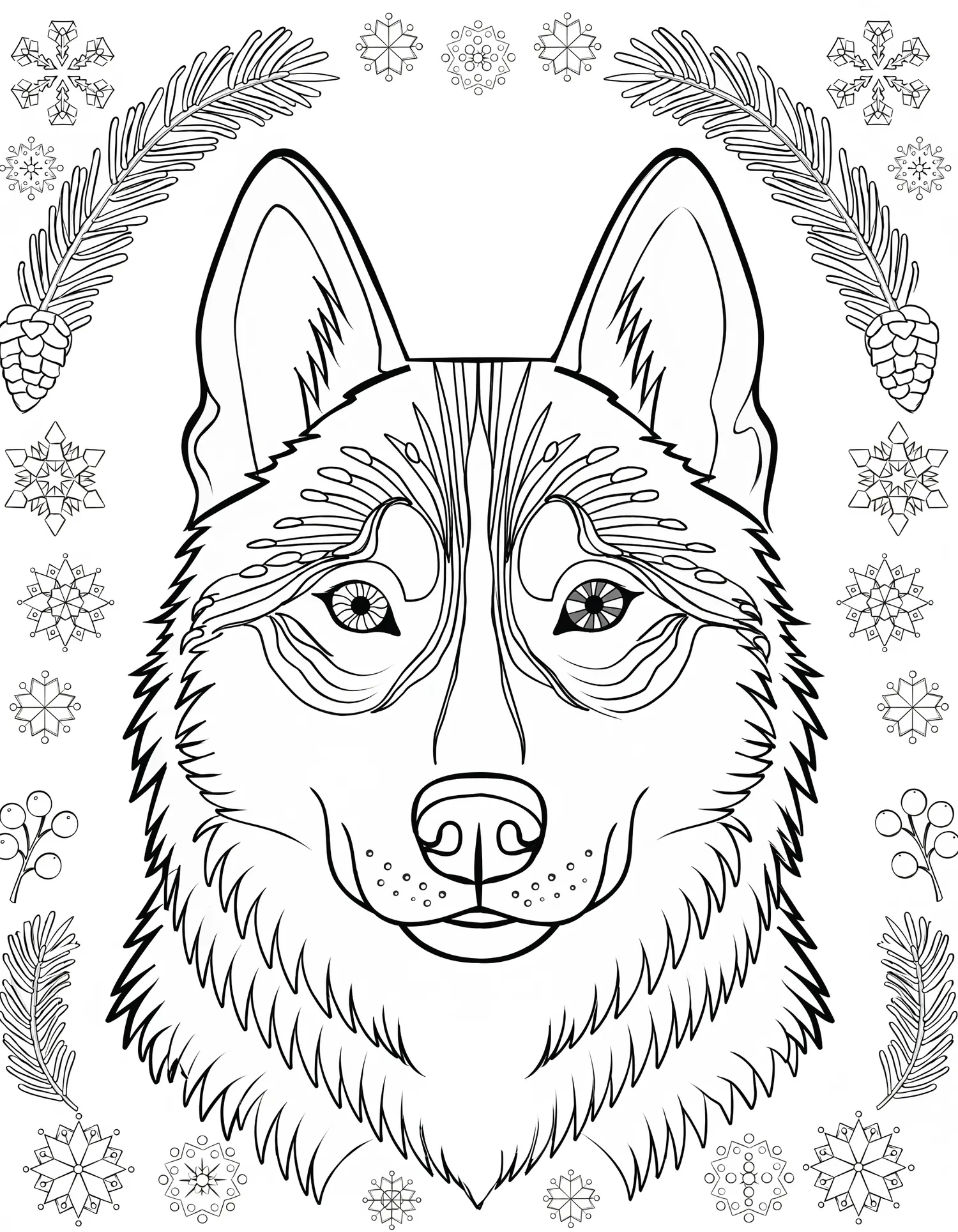 Husky Portrait Majestueux - Coloriage animal à imprimer gratuitement