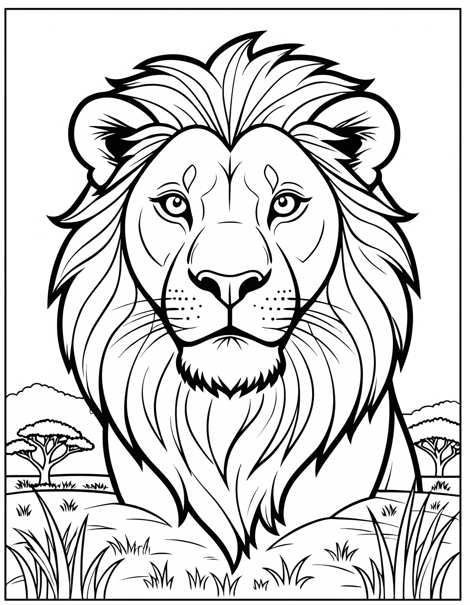 Lion Roi de la Savane - Coloriage animal à imprimer gratuitement