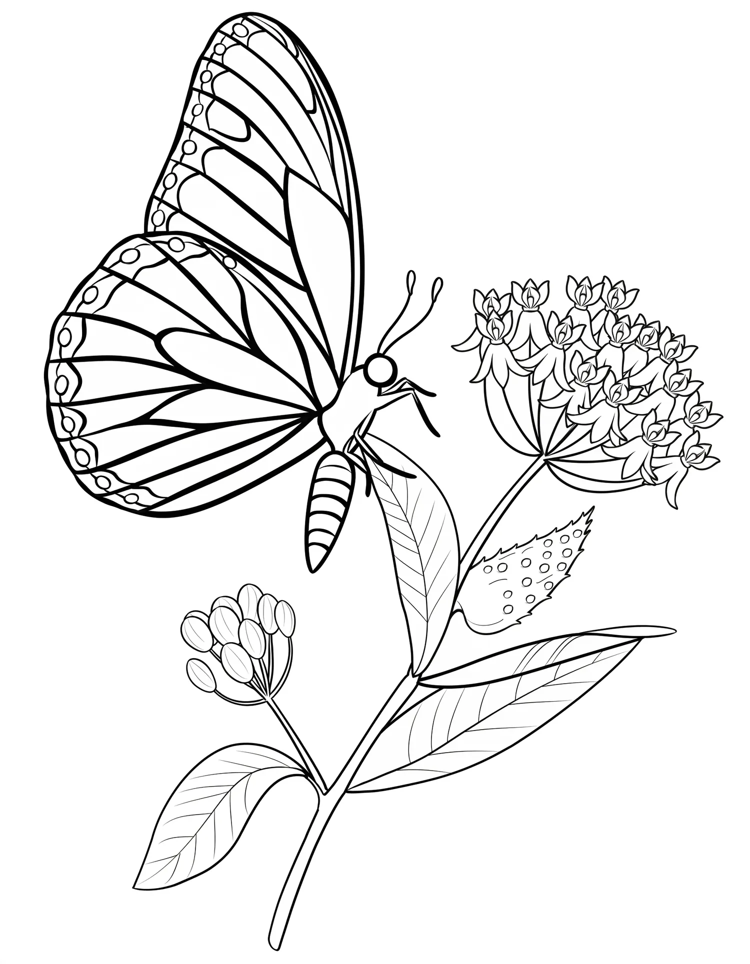 Papillon Monarque Détaillé - Coloriage animal à imprimer gratuitement