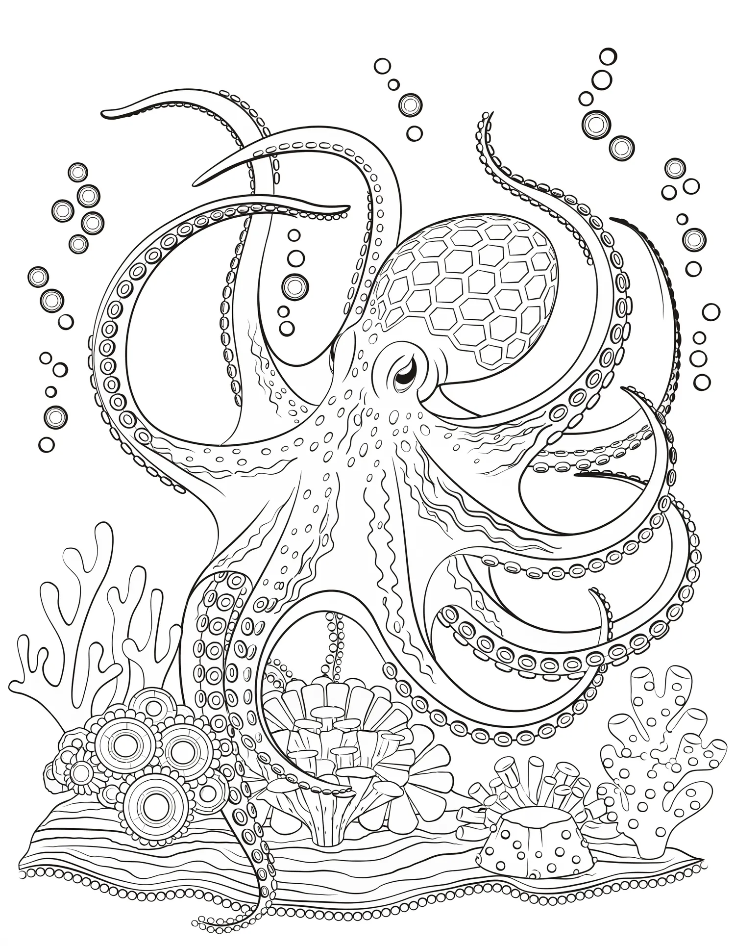 Poulpe des Profondeurs - Coloriage animal à imprimer gratuitement