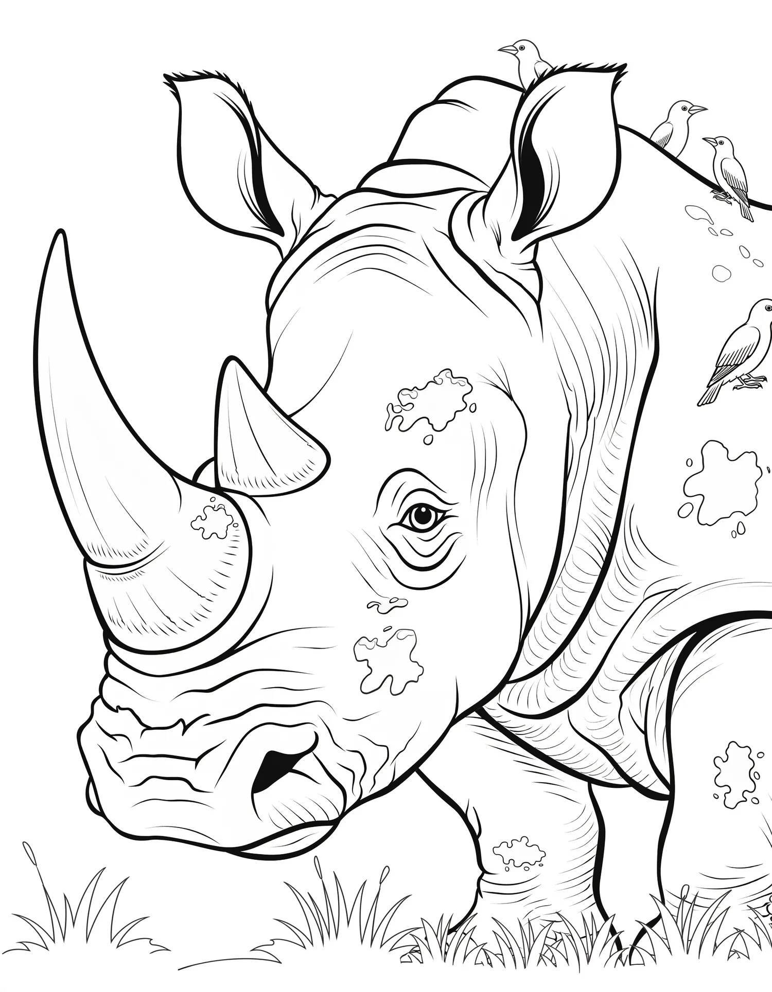 Rhinocéros Blanc Cuirassé - Coloriage animal à imprimer gratuitement