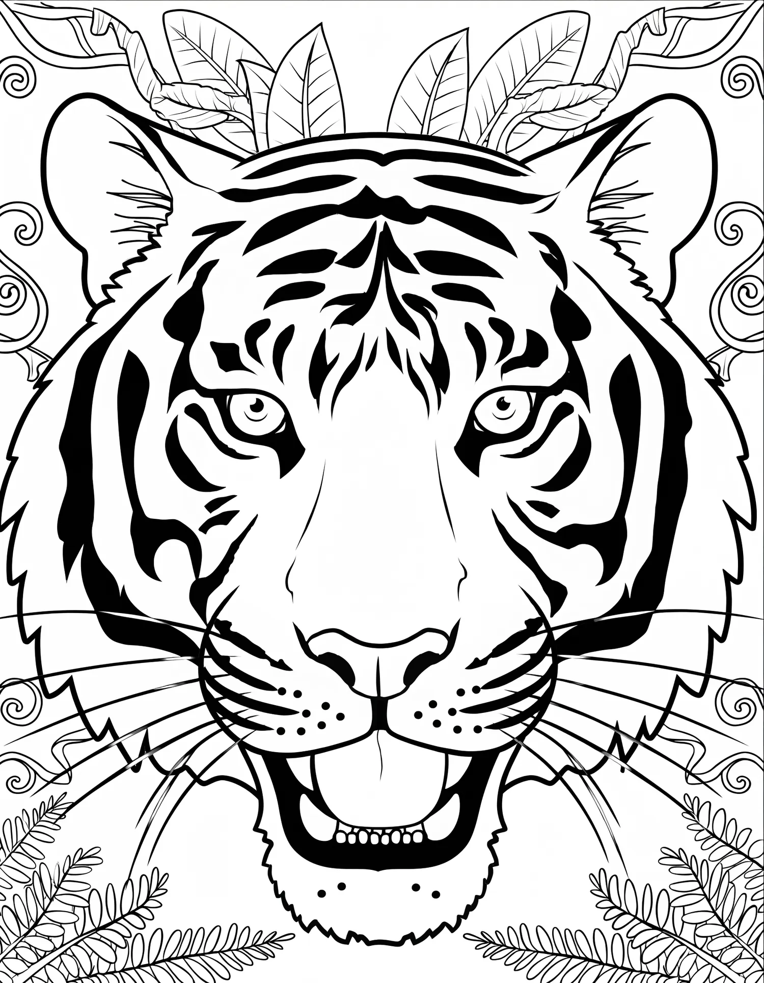 Tigre du Bengale Portrait - Coloriage animal à imprimer gratuitement