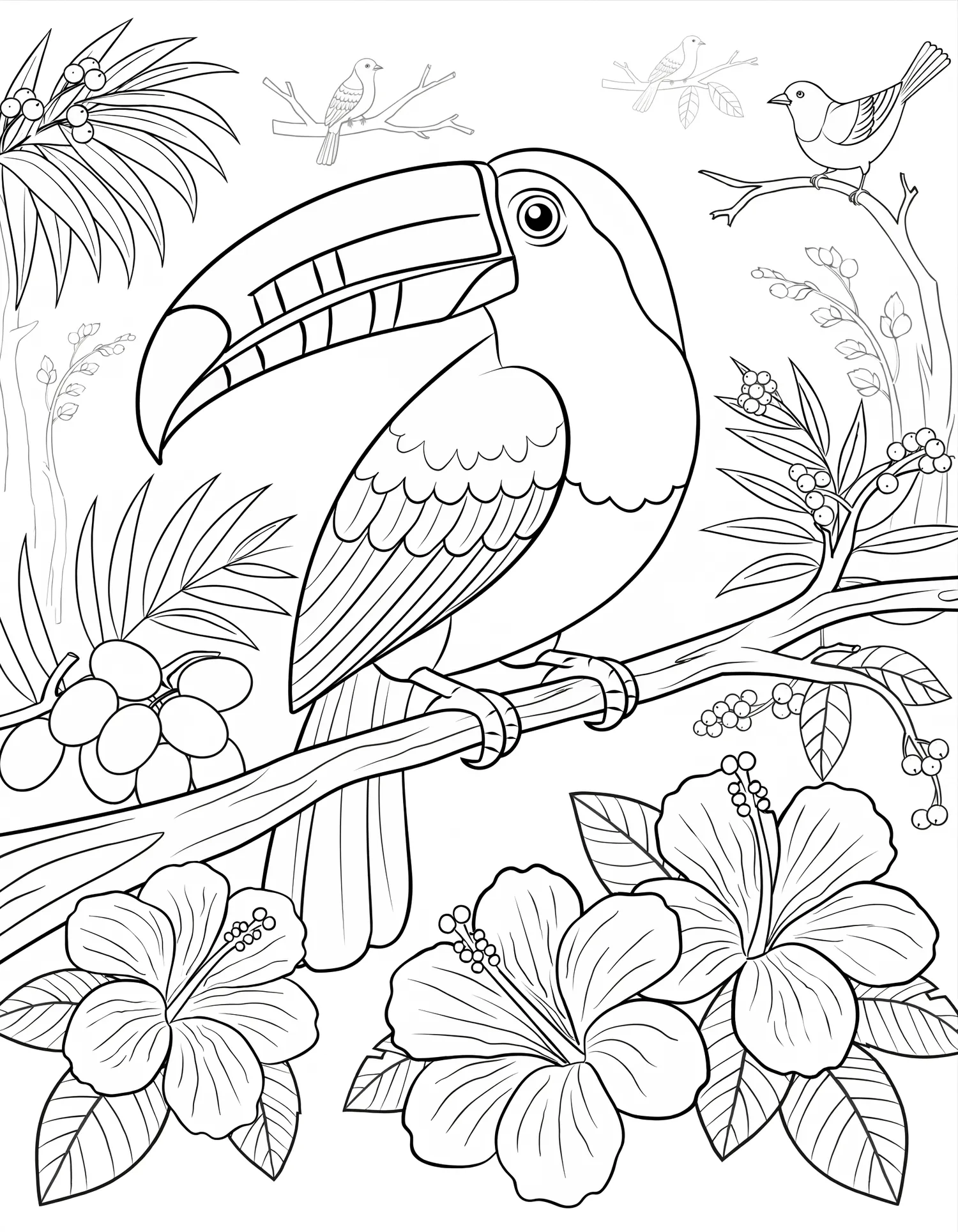 Toucan Perché aux Couleurs - Coloriage animal à imprimer gratuitement