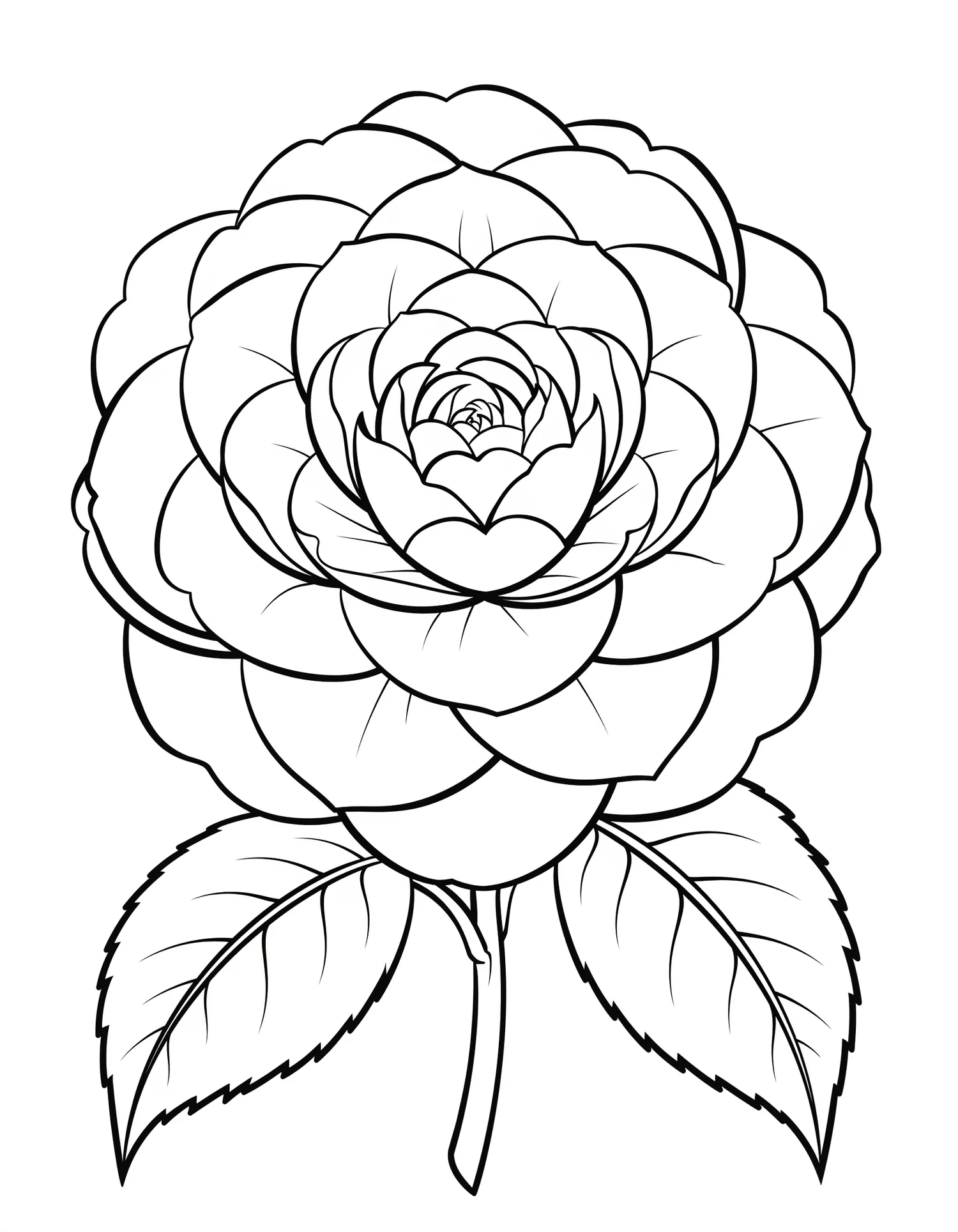 Camélia Japonais Perfection — Coloriage fleur à imprimer gratuitement