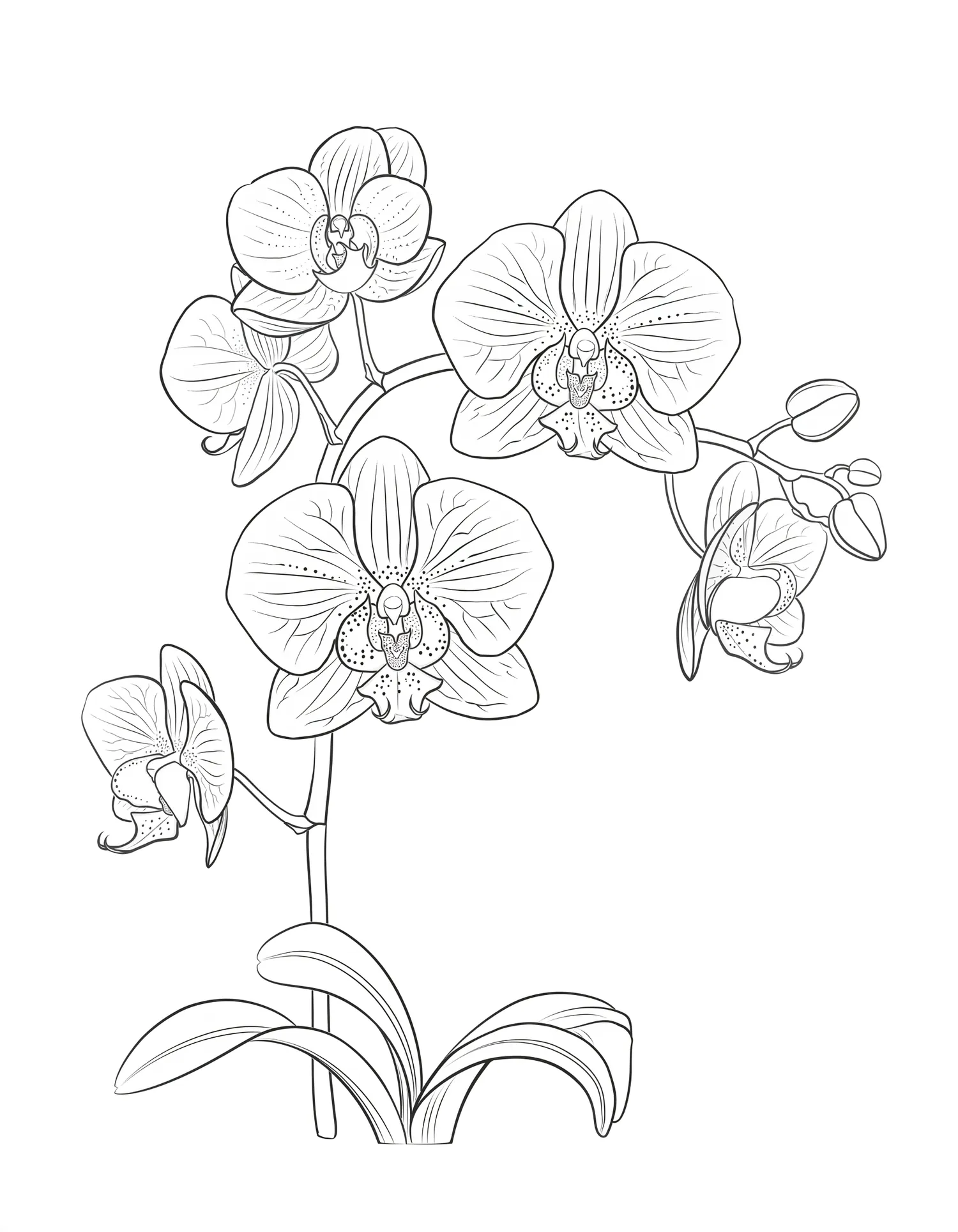 Orchidée Phalaenopsis Cascade — Coloriage fleur à imprimer gratuitement