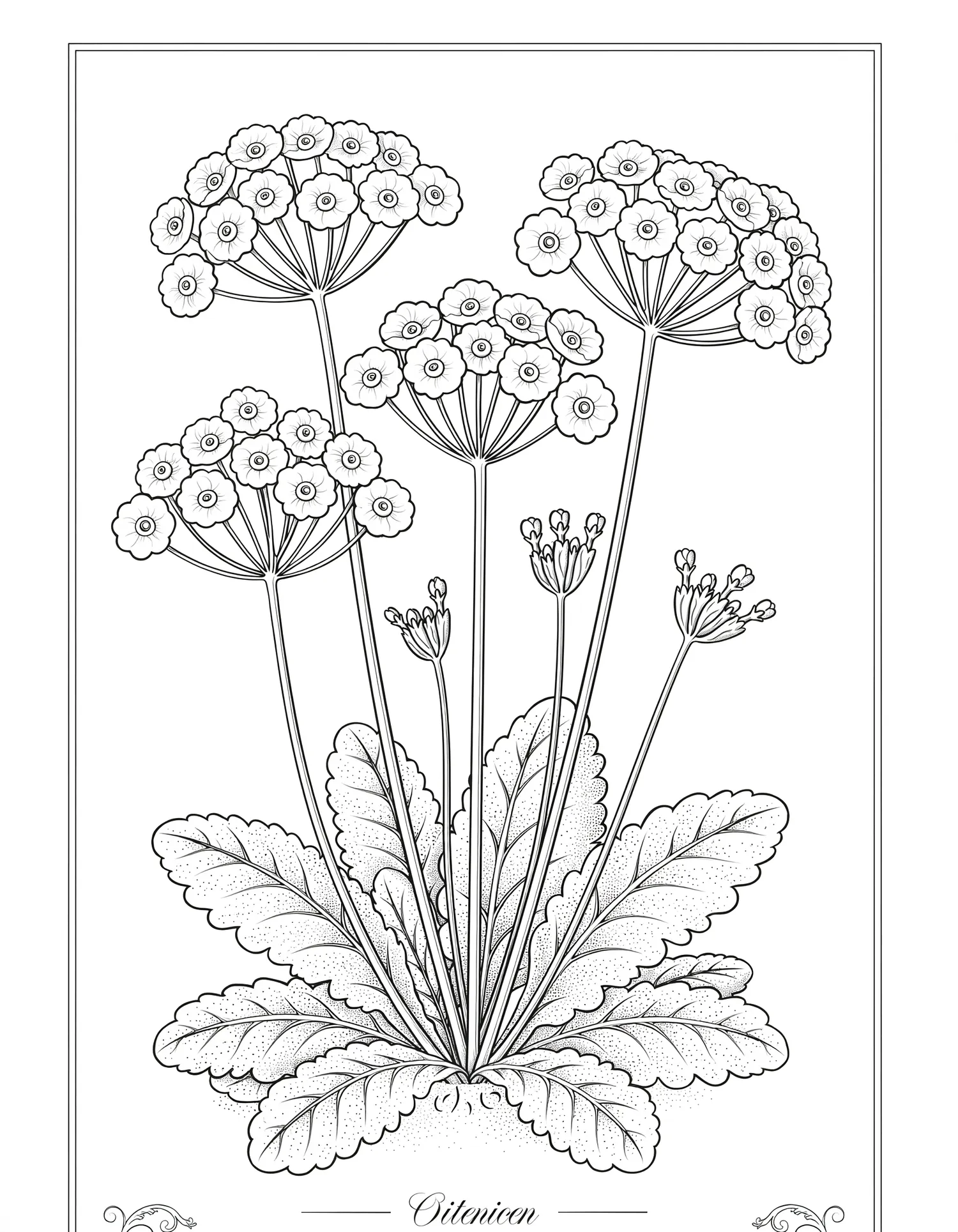 Primevère Auricule Alpine — Coloriage fleur à imprimer gratuitement