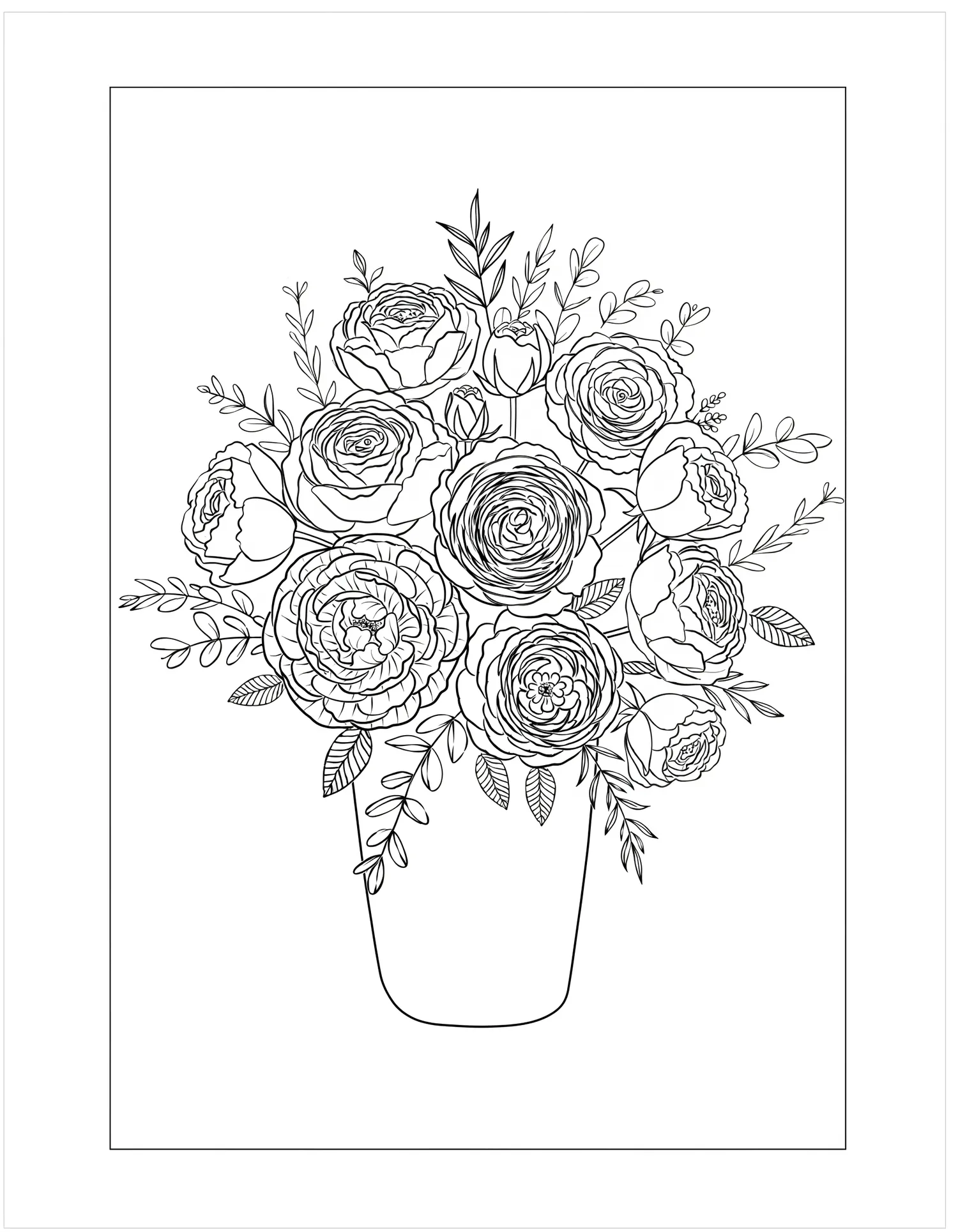 Coupe de Fleurs Vue de Haut — Coloriage fleur à imprimer gratuitement