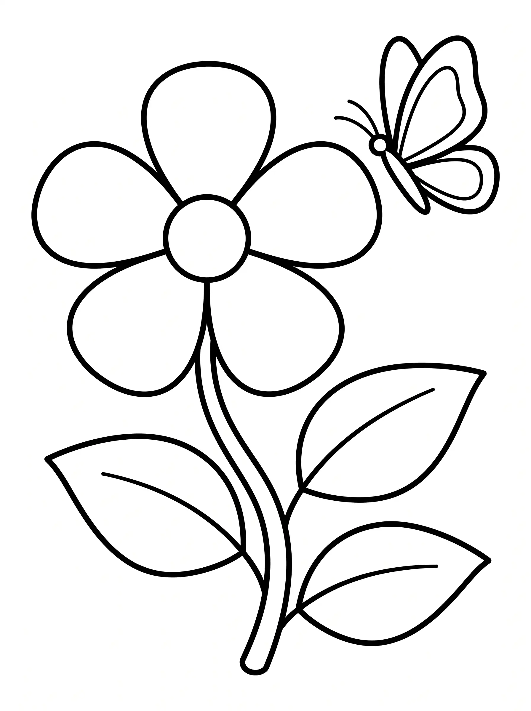 Fleur Simple et Papillon — Coloriage fleur à imprimer gratuitement