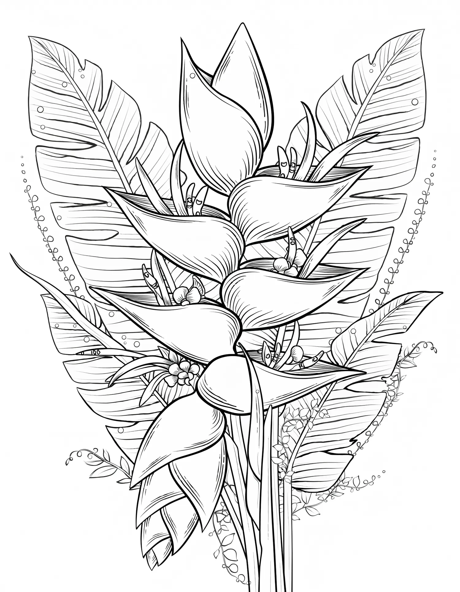Hélicoïnia Tropicale — Coloriage fleur à imprimer gratuitement