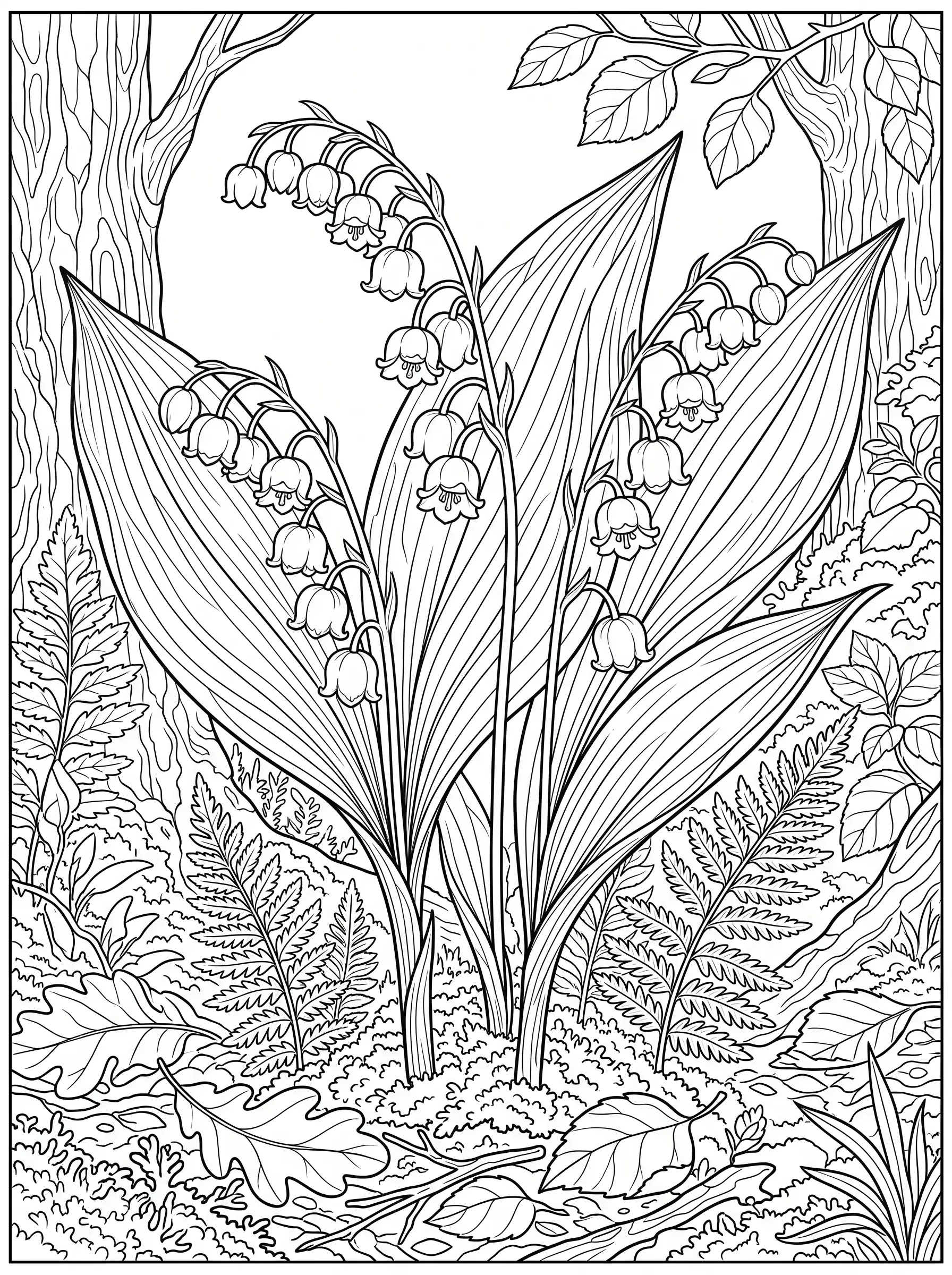 Muguet en Sous-Bois — Coloriage fleur à imprimer gratuitement