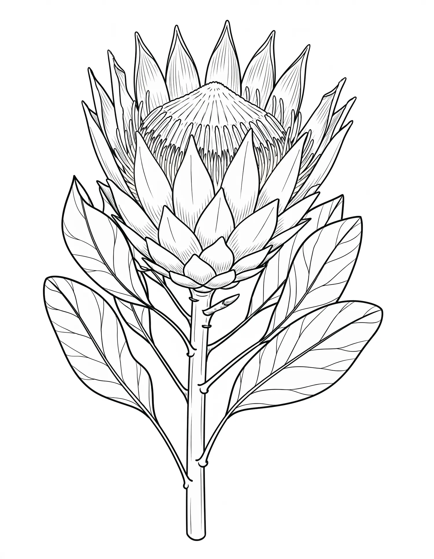Protée Roi d'Afrique du Sud — Coloriage fleur à imprimer gratuitement