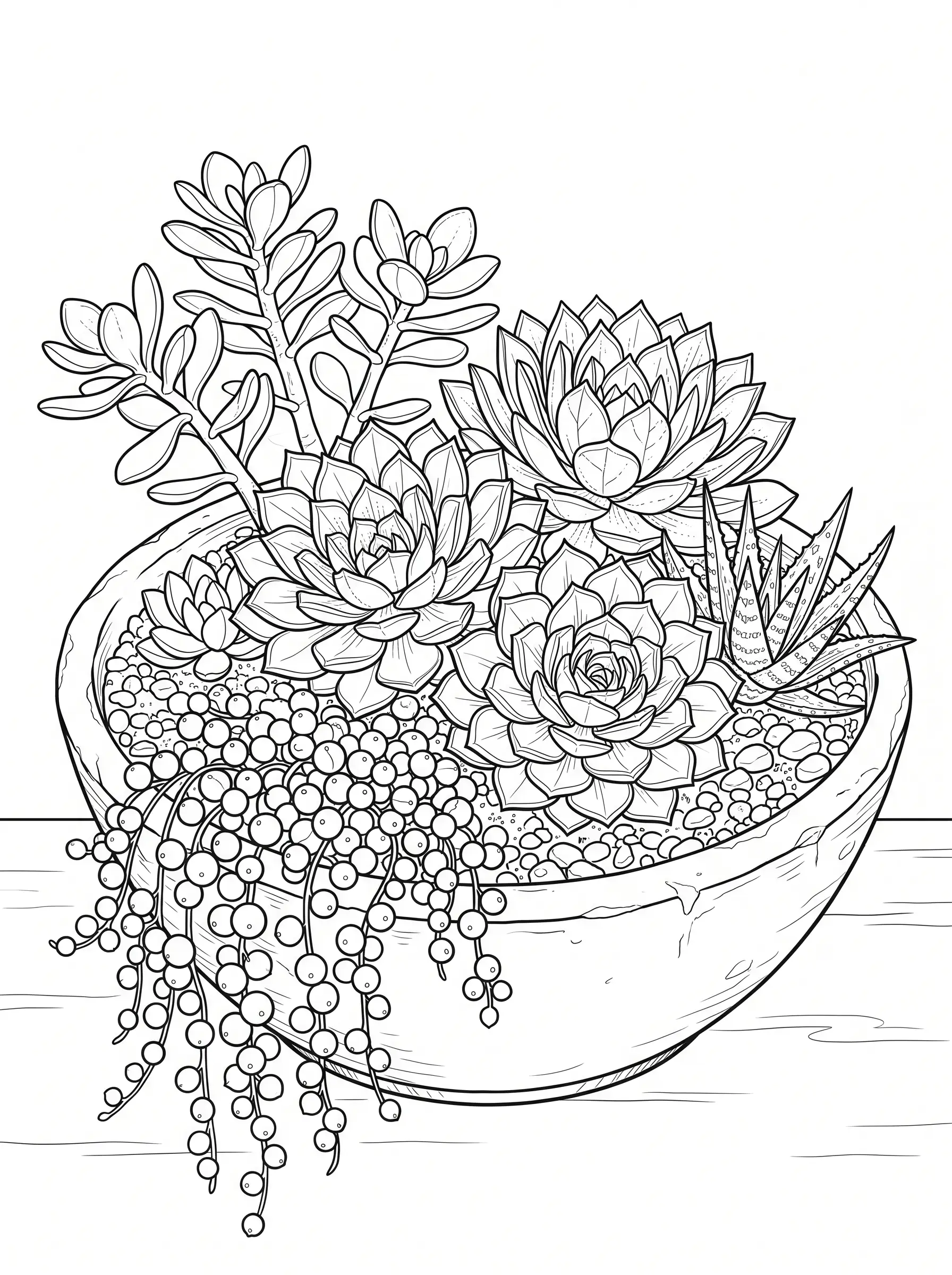 Coupe de Succulentes — Coloriage fleur à imprimer gratuitement