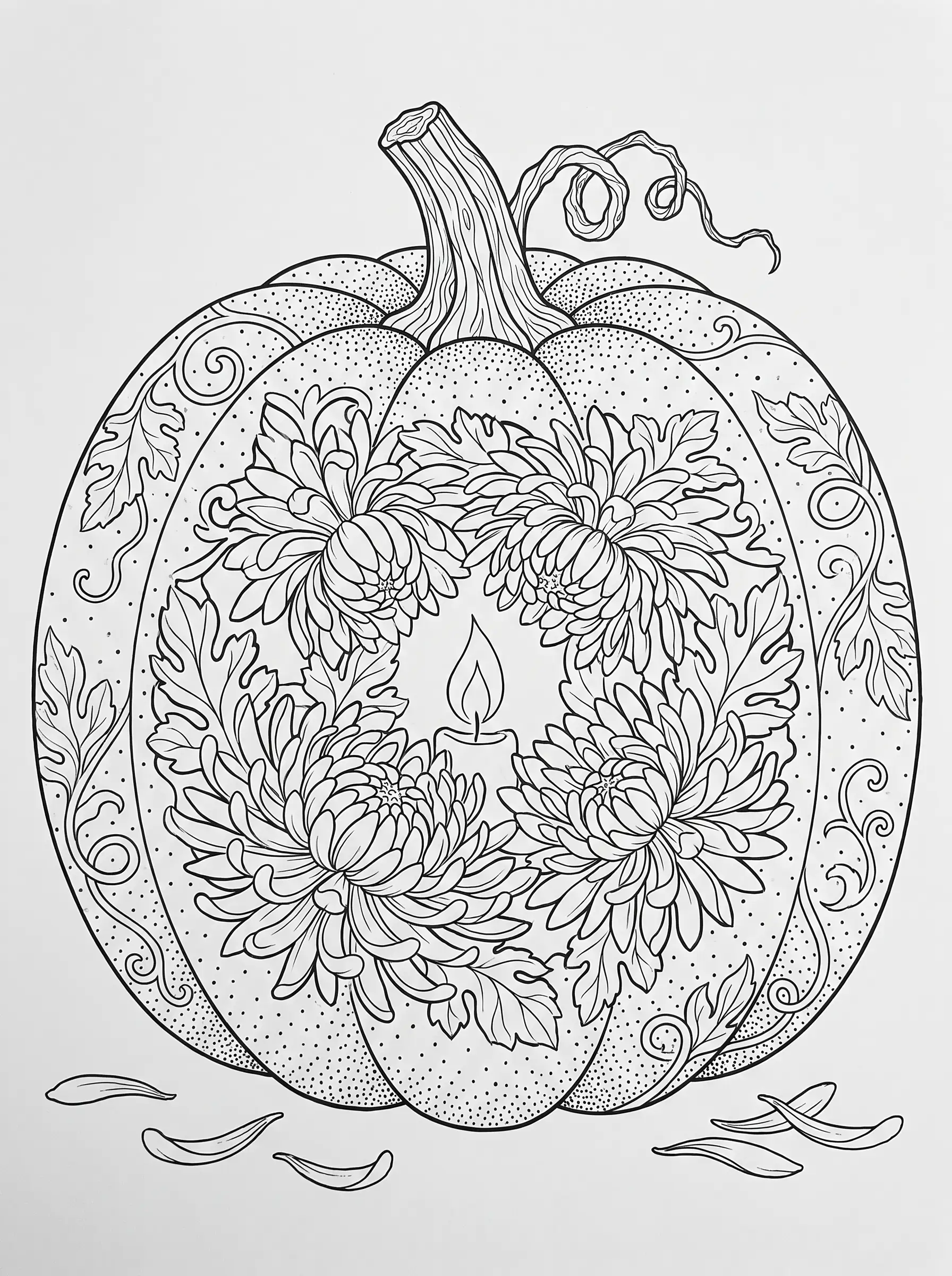 Jack-o'-Lantern Sculpté en Dentelle Florale, Coloriage Halloween à imprimer gratuitement