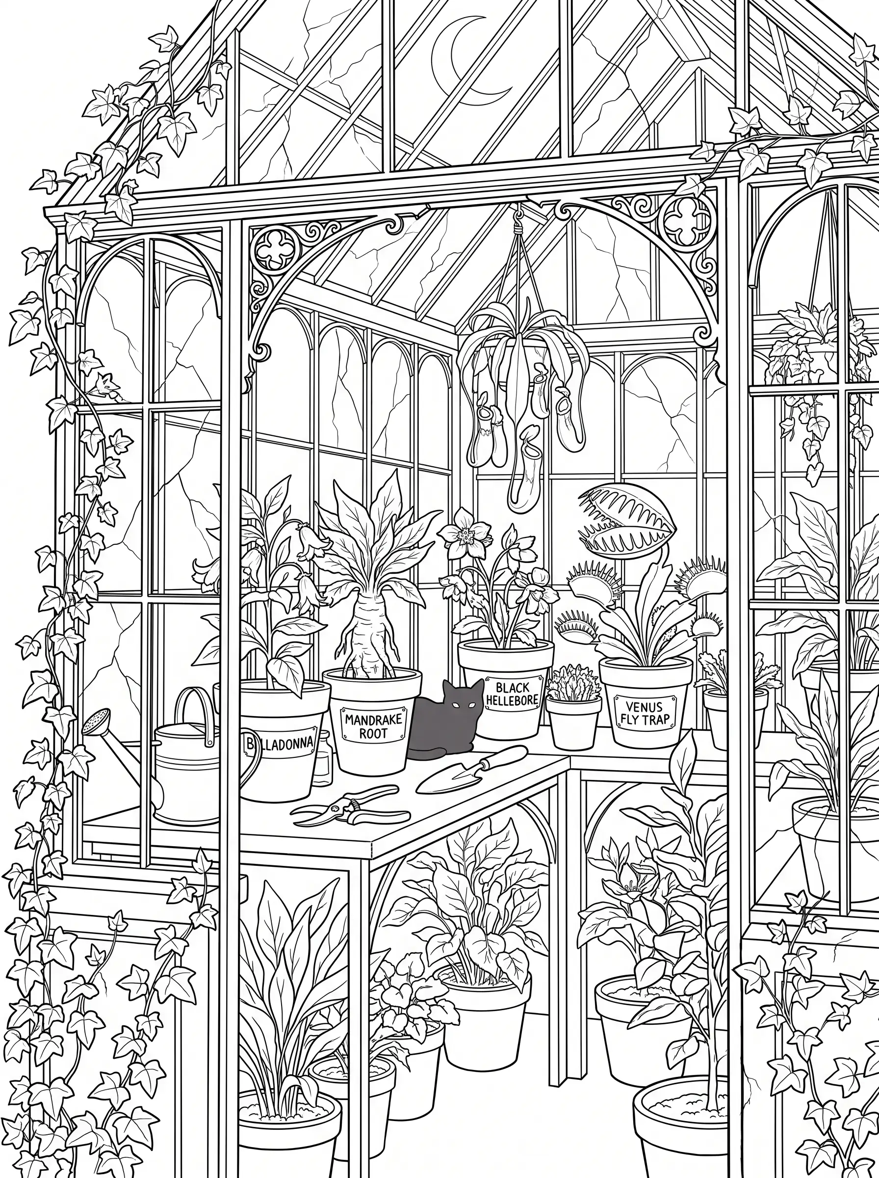 Serre de Sorcière, Coloriage Halloween à imprimer gratuitement