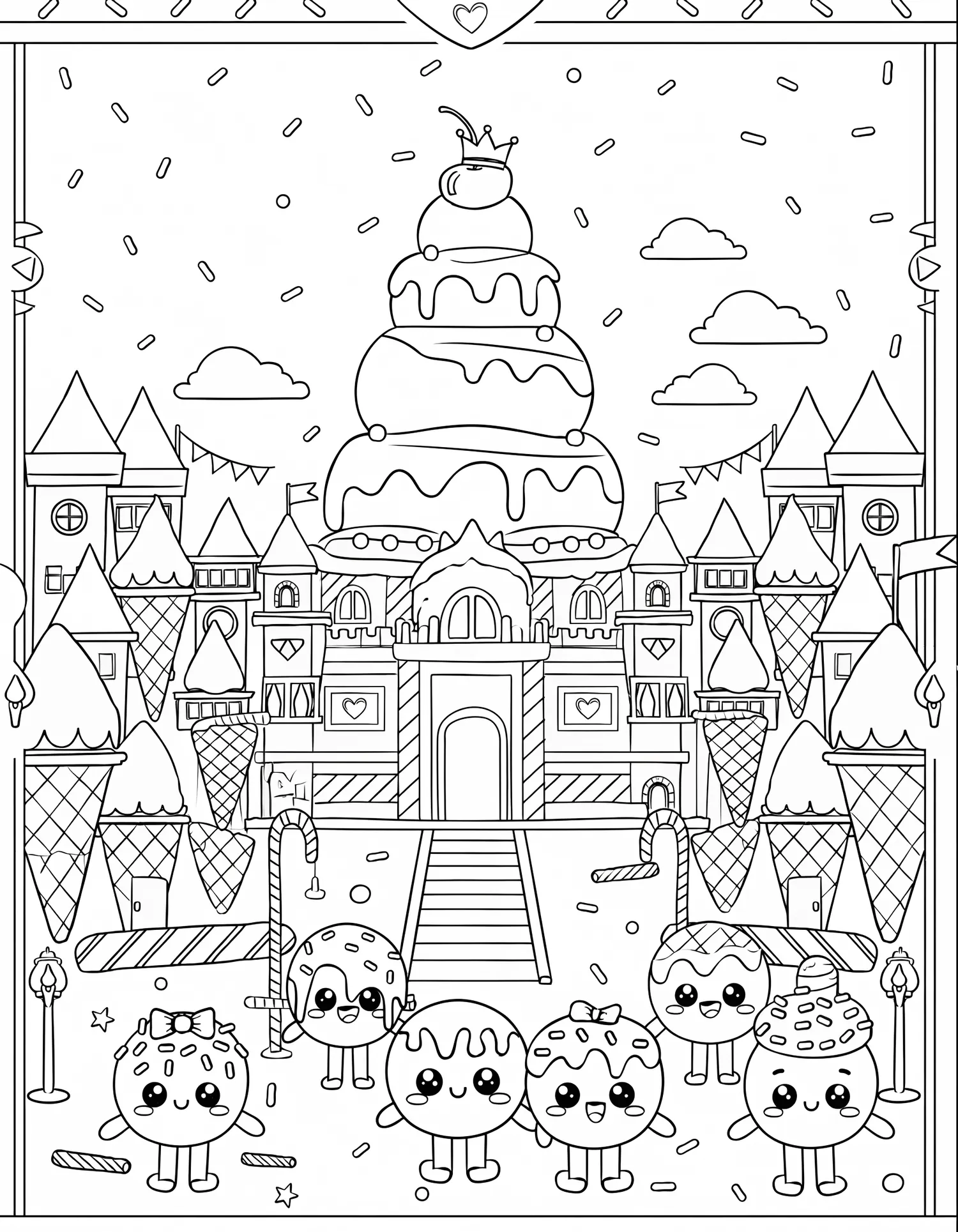 Crème Glacée Monde Kawaii - Coloriage kawaii à imprimer gratuitement