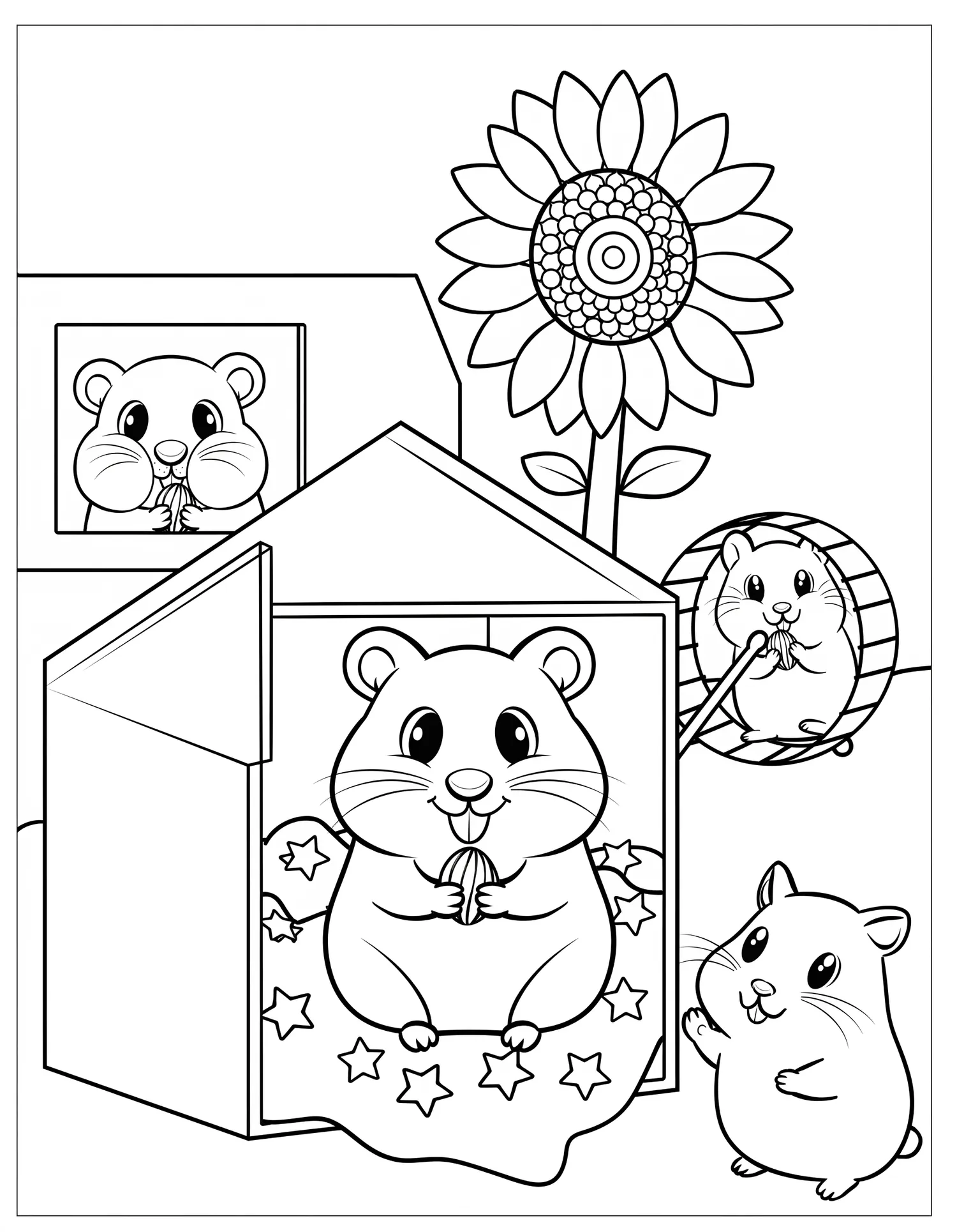 Hamsters et Gerbilles Kawaii - Coloriage kawaii à imprimer gratuitement