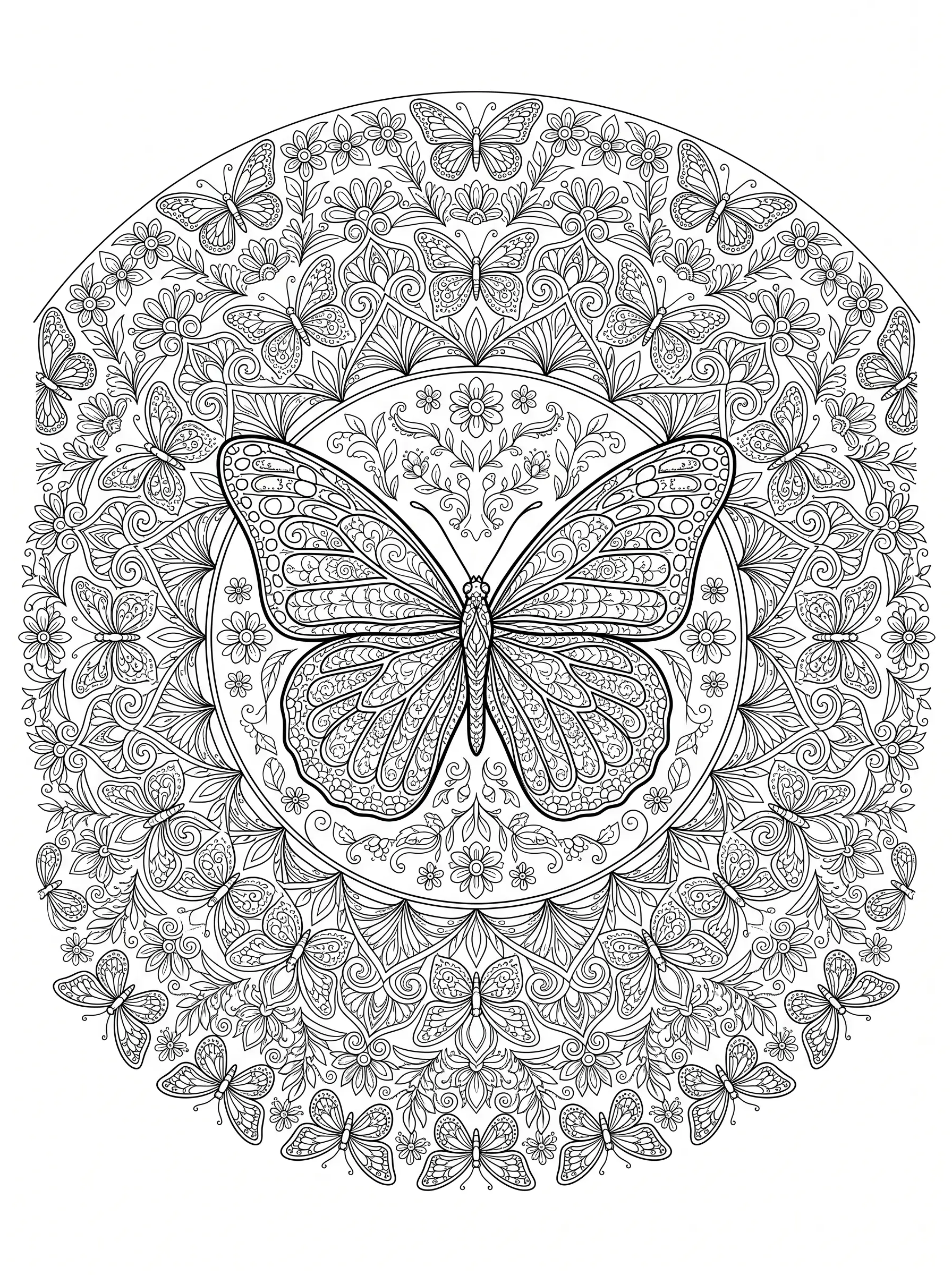 Mandala Papillon Détaillé - Coloriage mandala à imprimer gratuitement