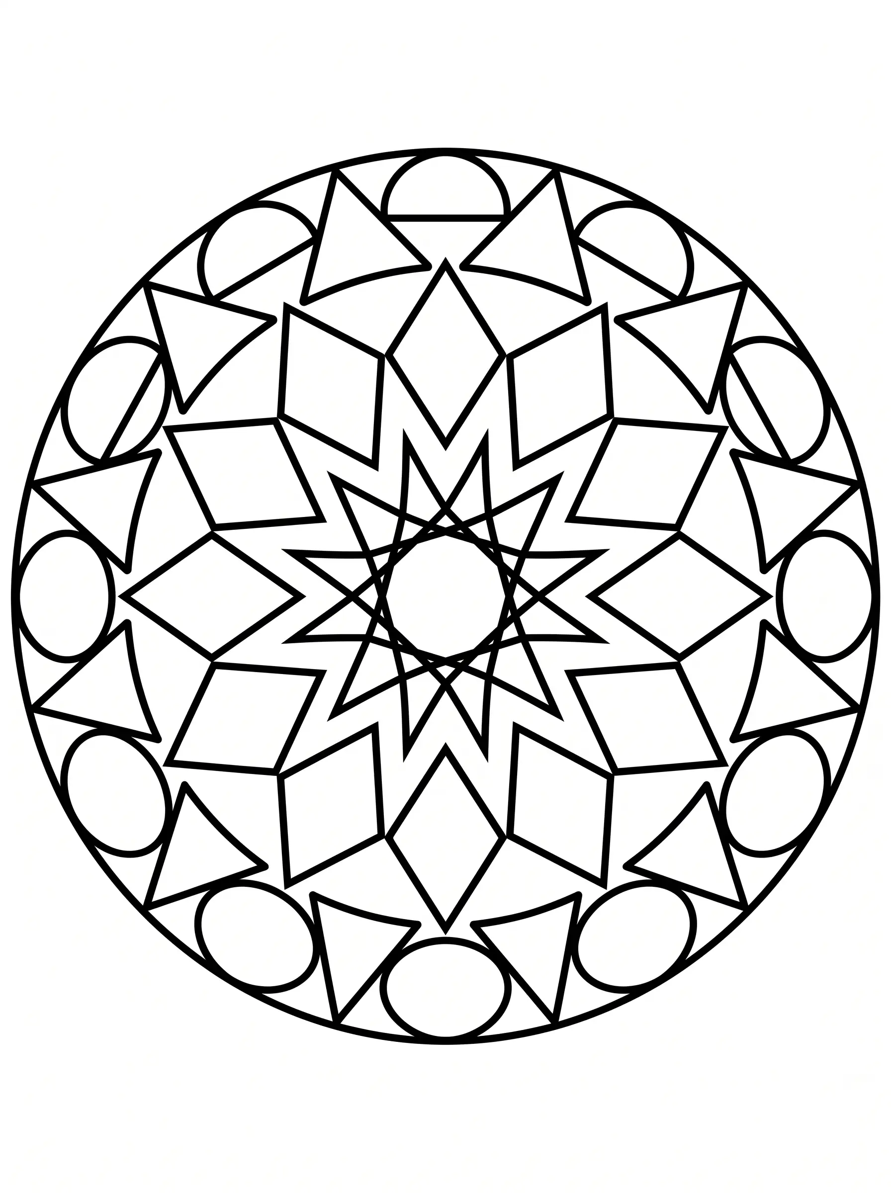 Mandala Étoile Facile - Coloriage mandala à imprimer gratuitement