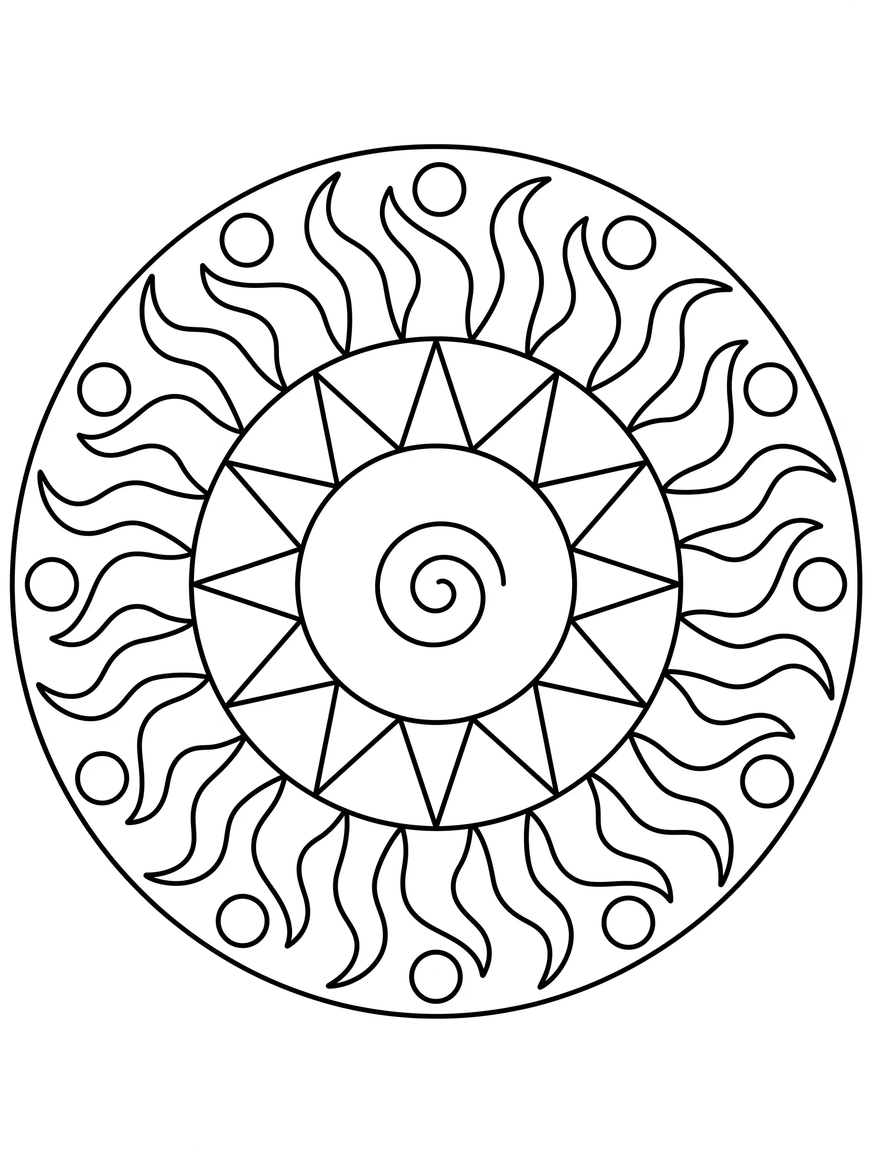 Mandala Soleil Facile - Coloriage mandala à imprimer gratuitement