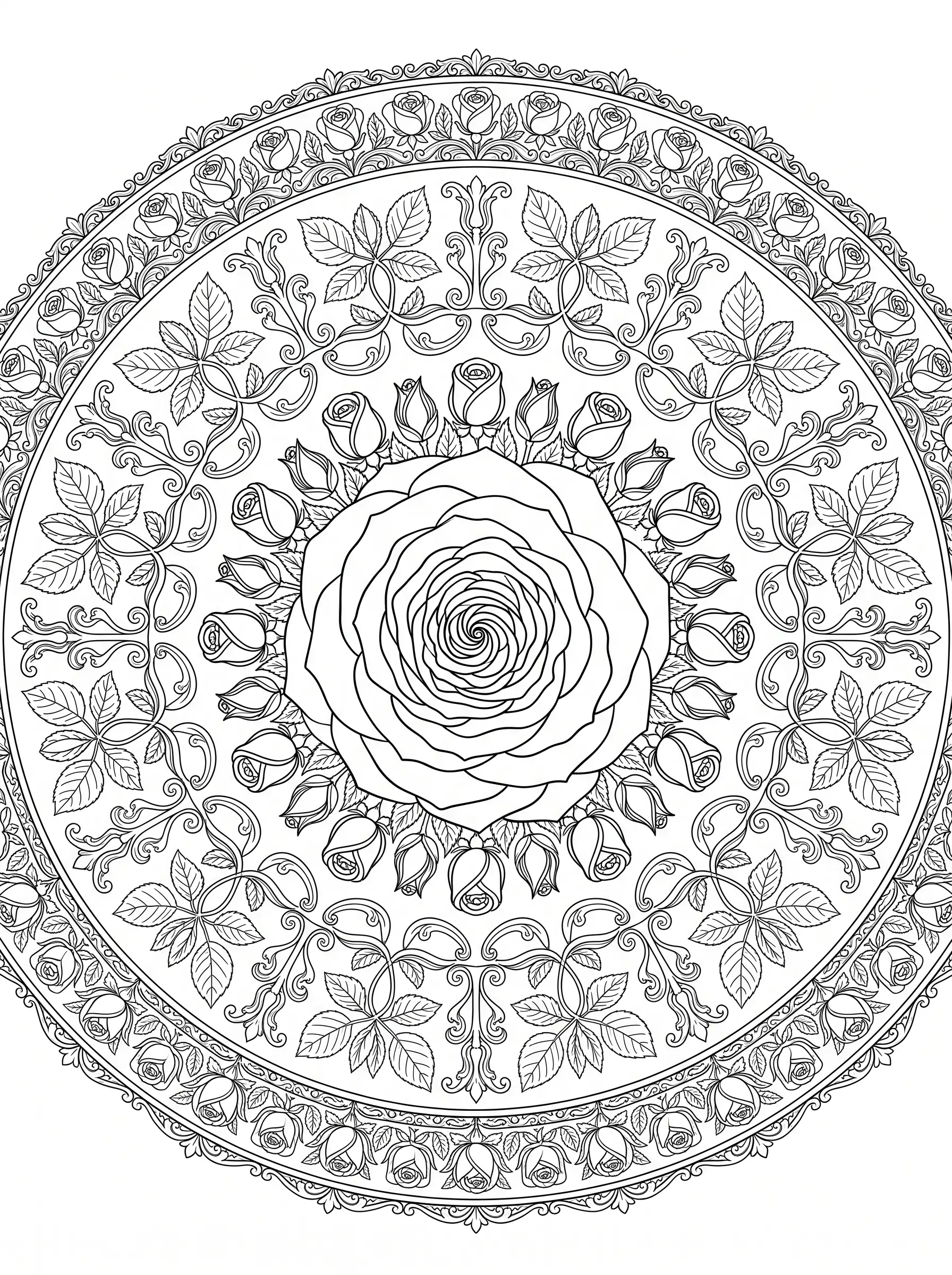 Mandala Rose - Coloriage mandala à imprimer gratuitement