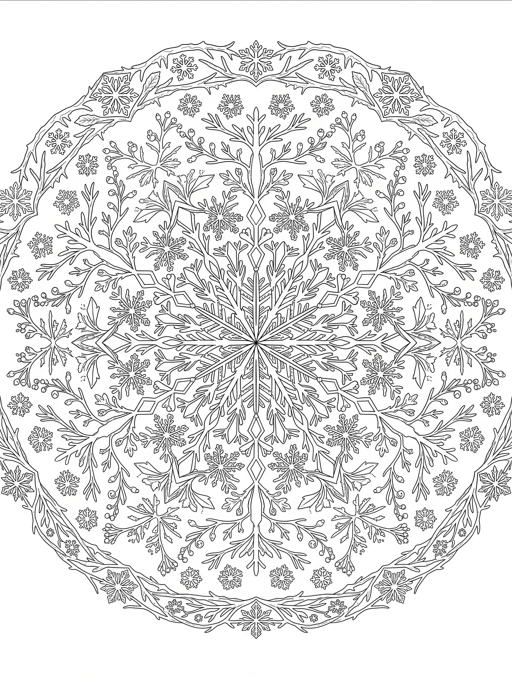 Mandala Flocon de Neige - Coloriage mandala à imprimer gratuitement