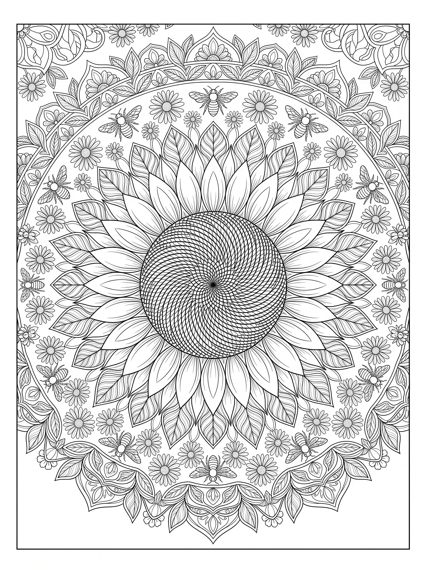 Mandala Tournesol - Coloriage mandala à imprimer gratuitement