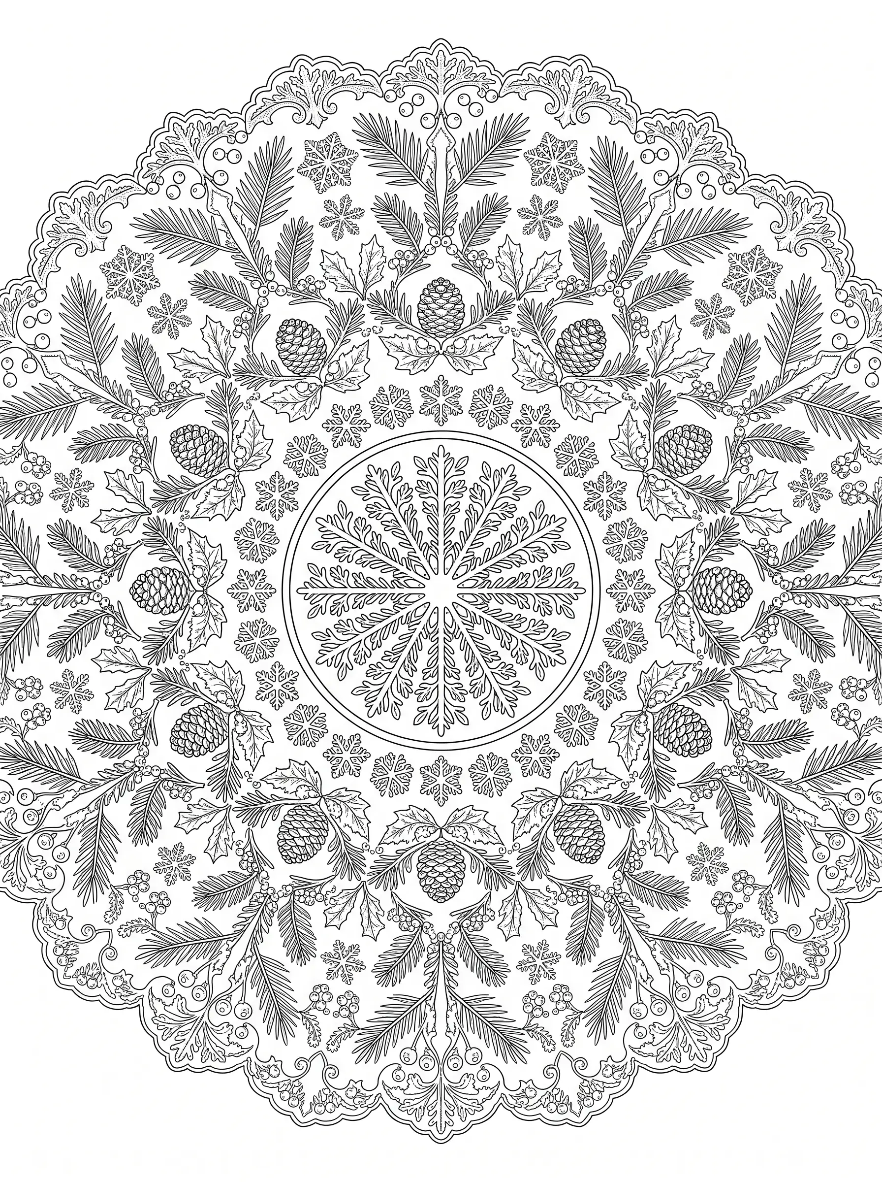 Mandala d'Hiver - Coloriage mandala à imprimer gratuitement