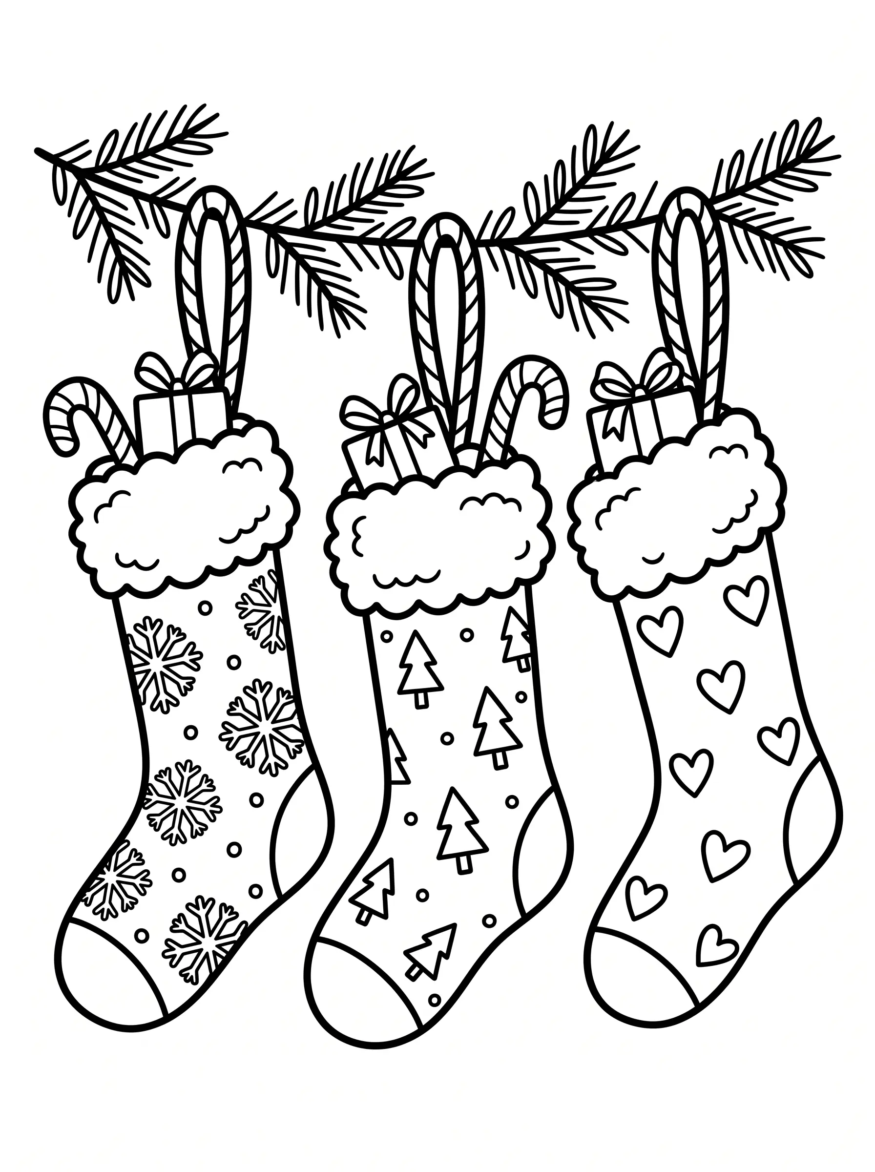 Chaussettes de Noël Tricotées, coloriage de Noël adulte à imprimer gratuitement