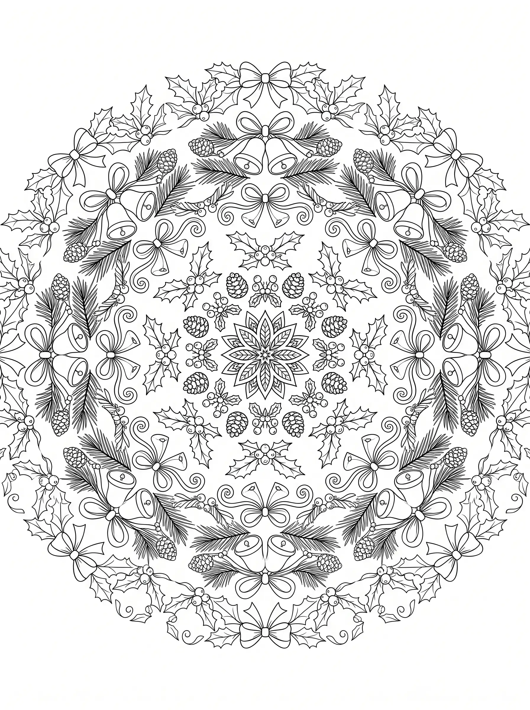Mandala Couronne de Noël, coloriage de Noël adulte à imprimer gratuitement