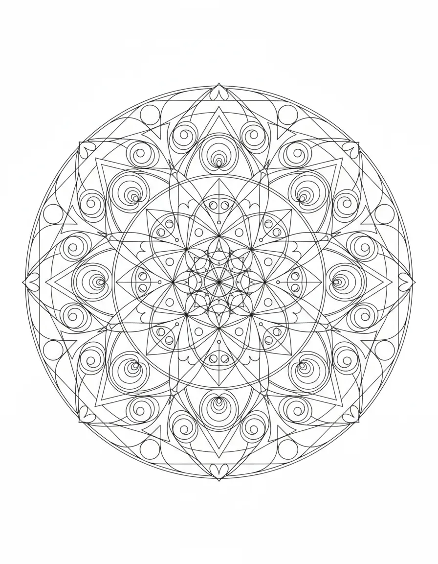 Coloriage adulte expert cercle géométrique complexe mandala abstrait spirales PDF