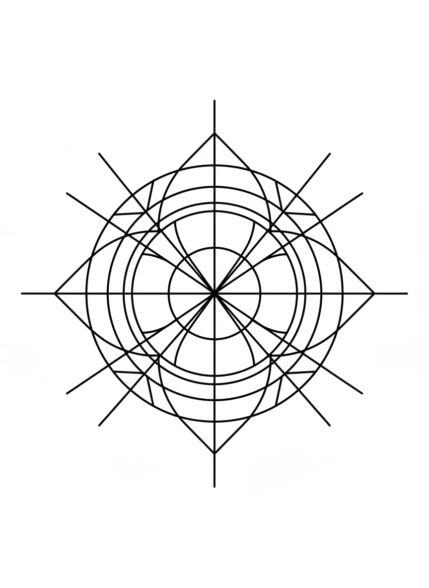 Coloriage adulte facile équilibre géométrique abstrait minimaliste zen PDF