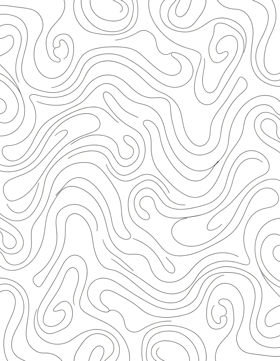 Coloriage adulte facile ondes abstraites lignes fluides topographiques zen PDF