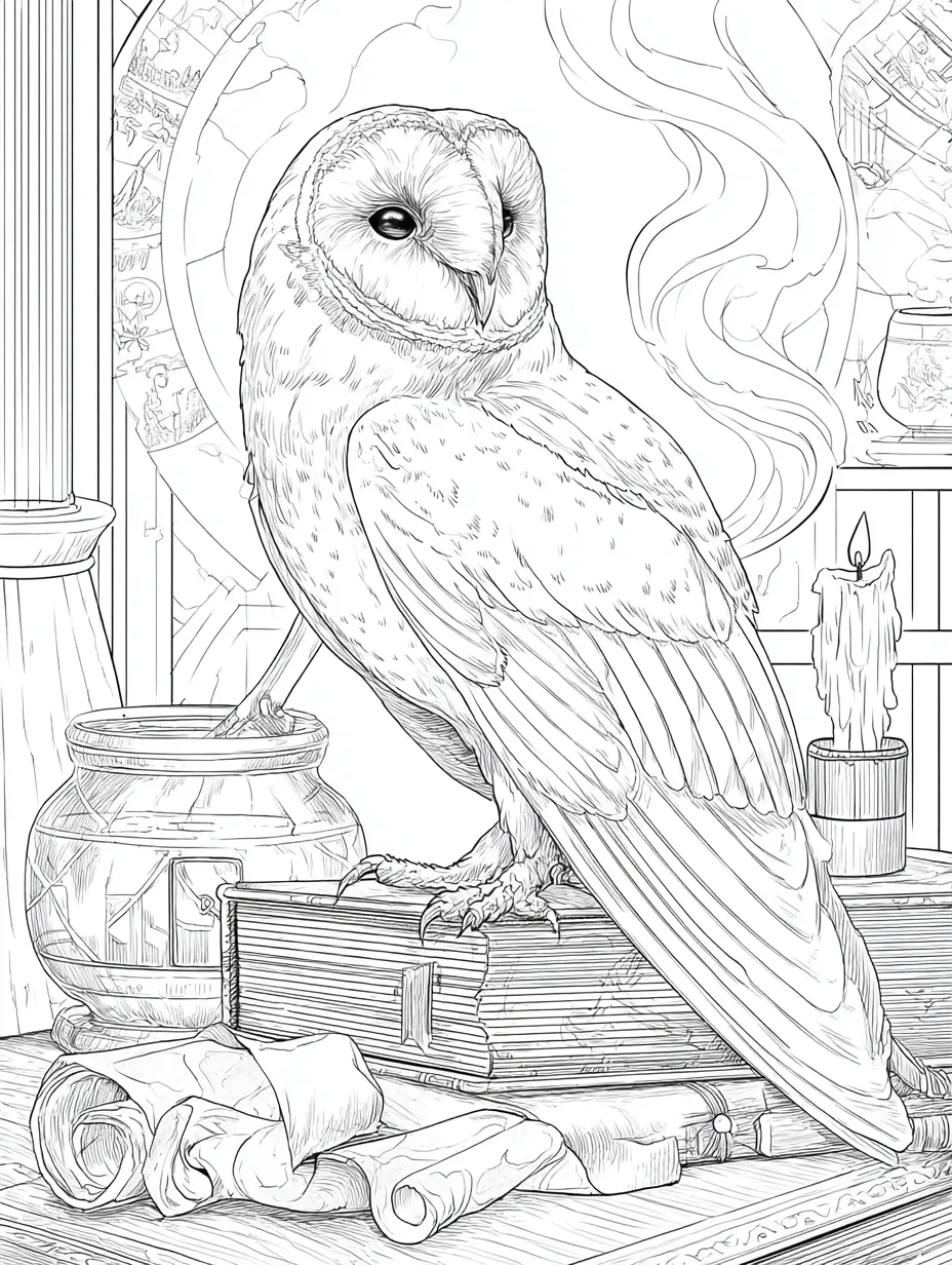 Coloriage adulte gratuit chouette mystique savoir Halloween magie PDF